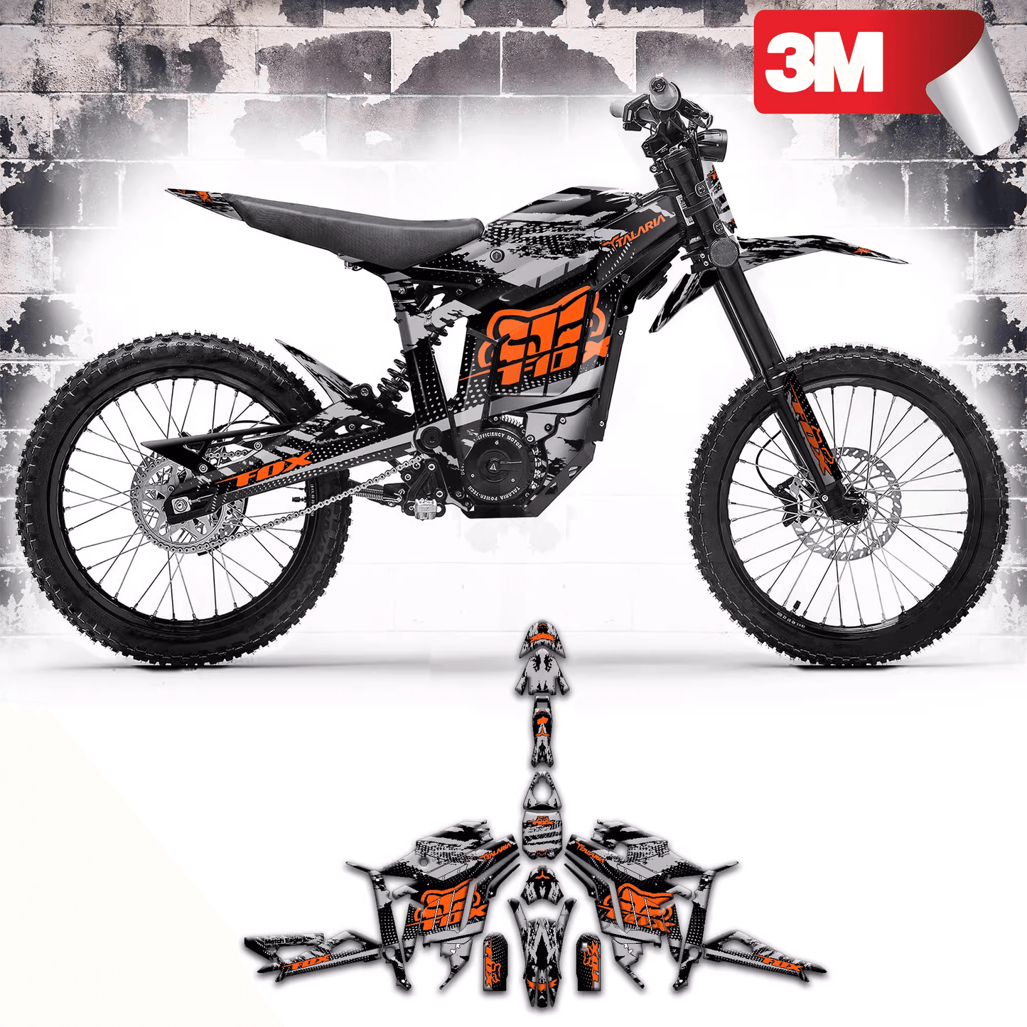 Grey & Black FOX Graphics Kit