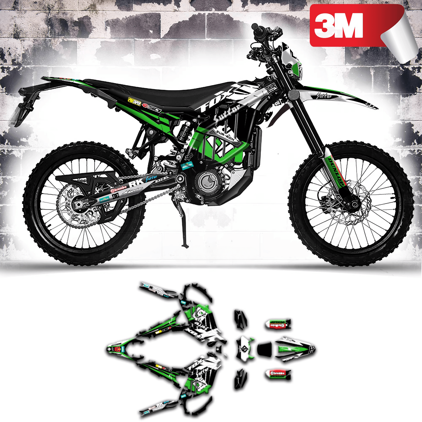 Black & Green FOX Graphics Kit